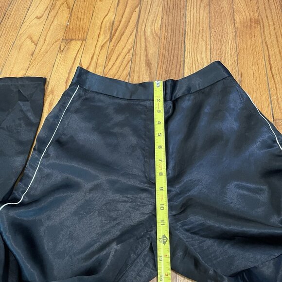 Babaton Aritzia Black Satin Tuxedo Stripe Wide Leg Pants Size 4 - Picture 9 of 10